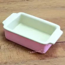 Кукольный домик миниатюра 1:12 Игрушка кухонный металлический блюдо для печи Длина 3,5 см розовый SPO409