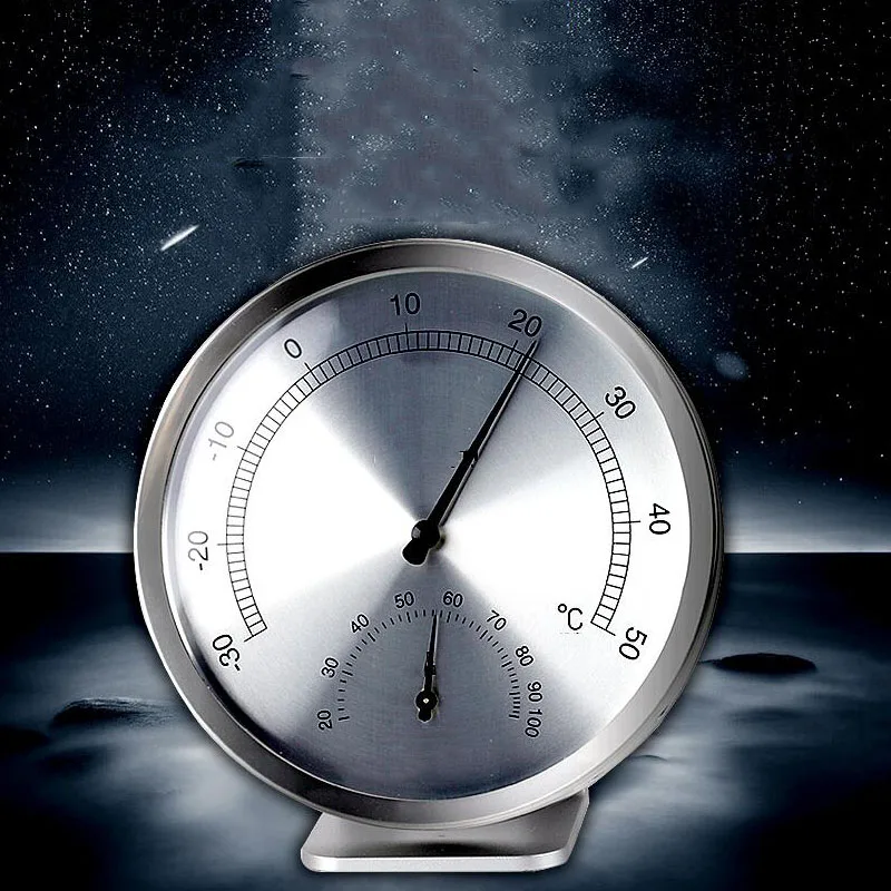 

Wall-Mounted Household Barometer Thermometer Hygrometer Weather Station Stainless Steel Indoor Thermometer Hygrometer