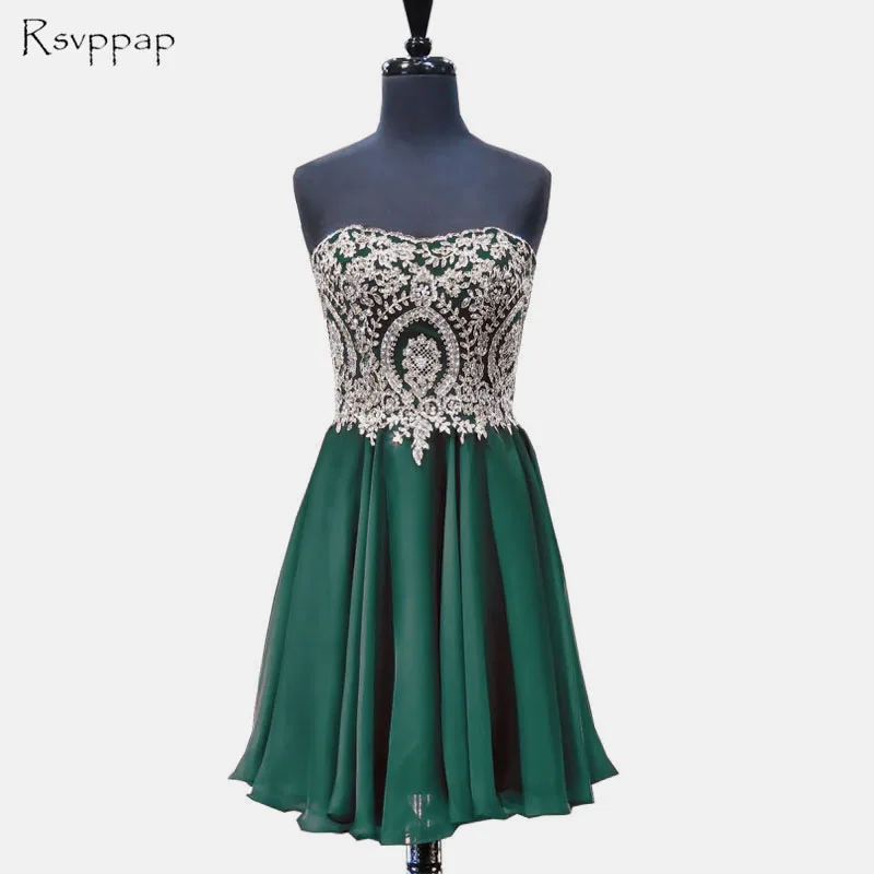 emerald green short prom dress