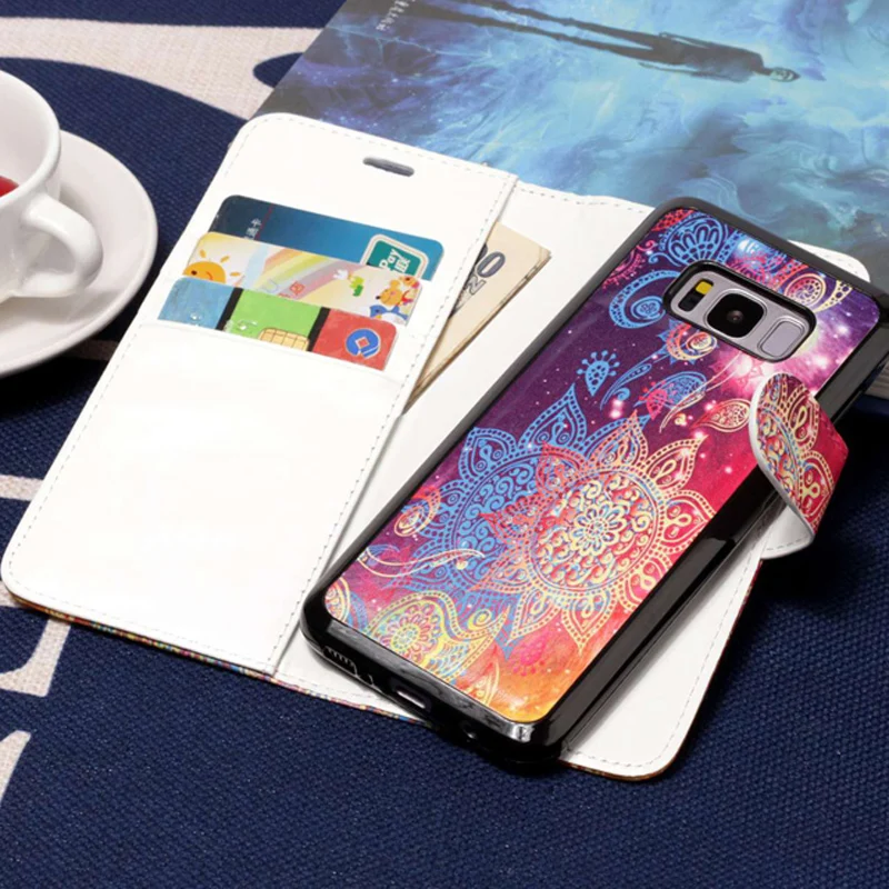 

Splice 2 in 1 Flip Leather Wallet Phone Soft Silicone Case Cover Shell Coque for Samsung Galaxy S5 S6 S7 Edge S8 S9 Plus Note 8