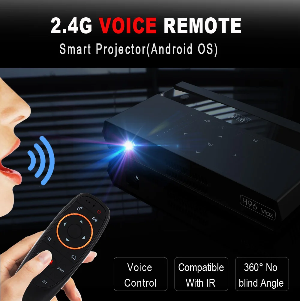 H96 MAX проектор 2G+ 16G Amlogic S912 Bluetooth 4,1 150 люмен Android6.0 vs H96-P dlp Мини проектор android карманный проектор