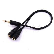 Fone de ouvido y divisor 3.5mm cabo de extensão áudio estéreo 3.5mm macho para 2 portas 3.5mm fêmea microfone divisor banhado a ouro adaptador