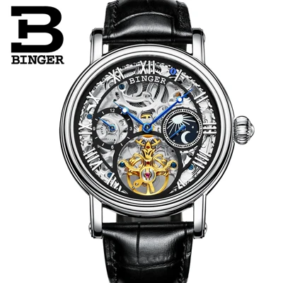 Швейцарские Бингер мужские часы люксовый бренд Tourbillon Relogio Masculino водонепроницаемые механические наручные часы B-1171-3 - Цвет: Item 4