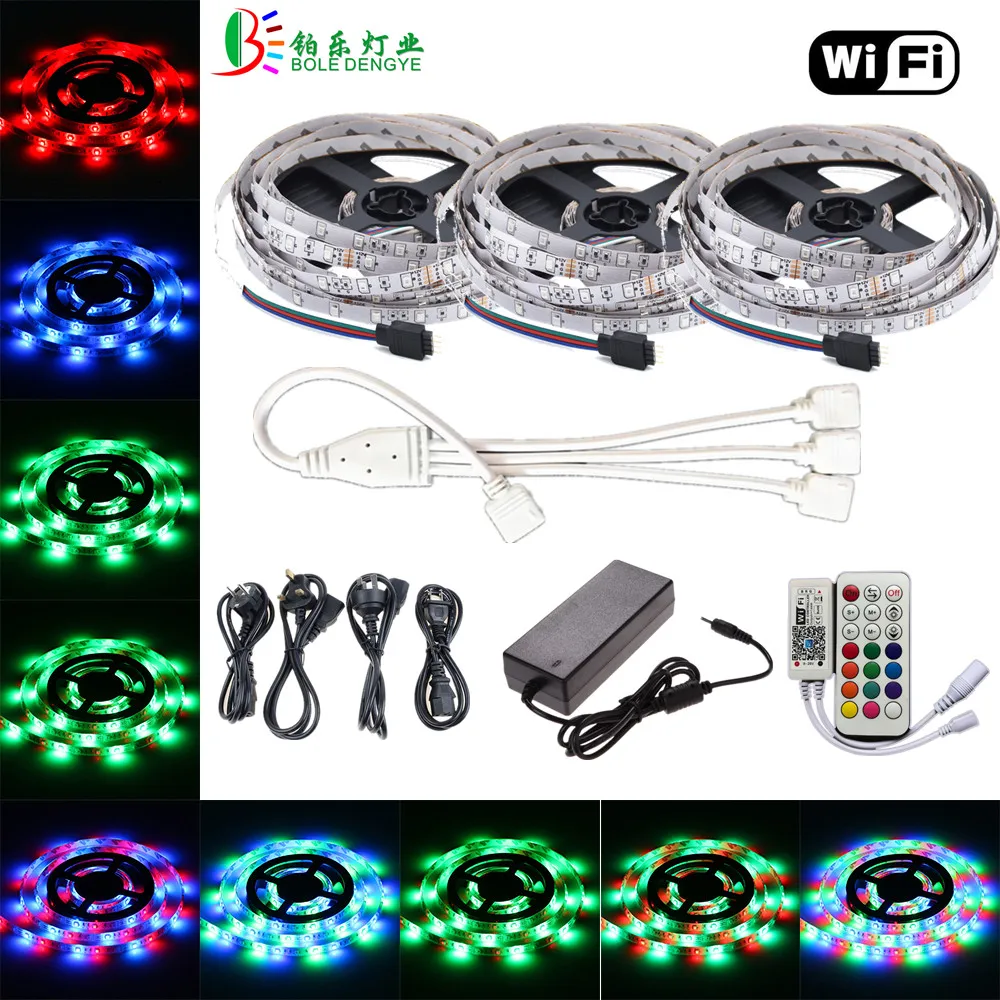 cheap 5M 10M 15M 20M 12V LED Strip RF WiFi RGB LED Controller 220V to 12V 2A 3A 5A 8A LED Power Adapter SMD 2835 RGB Tape Ribbon Light
