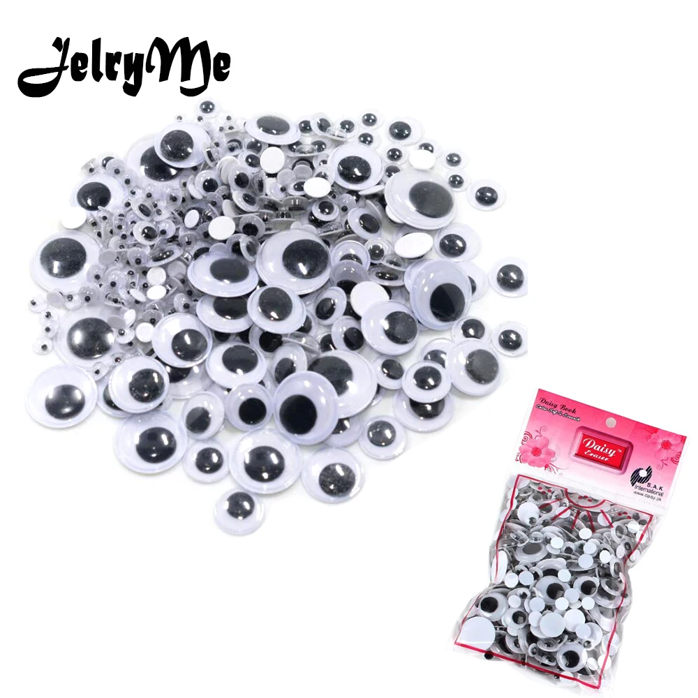 

200 pcs/ bag Self-adhesive Active Eye Boys Girls Charm Toy Accessory Mix Size Googly Wiggly Eyes For Scrapbook Kids Diy