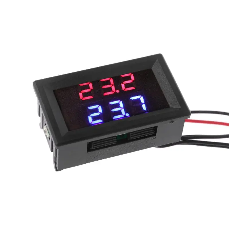 

OOTDTY Dual Display Digital Thermometer Red+Blue Temperature Sensor Tester NTC Waterproof Metal Probe