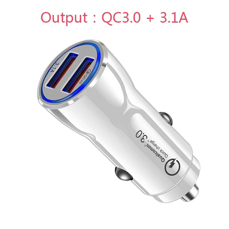 Зарядных порта USB для автомобиля Зарядное устройство Quick Charge 3,0 для iPhone X samsung S10 Xiaomi Mi 9 мобильный телефон быстрая зарядка, автомобильное зарядное устройство QC 3,0 автомобиль-Зарядное устройство - Тип штекера: C
