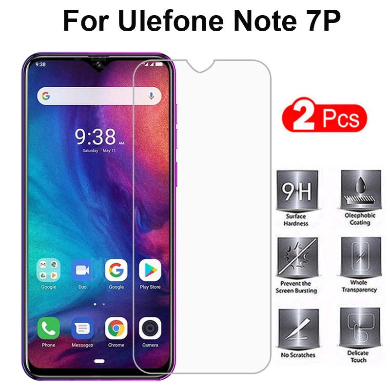 

2PC Tempered glass Ulefone Note 7P Screen protector phone flim Screen protection Glass case cover for Ulefone Note 7P smartphone