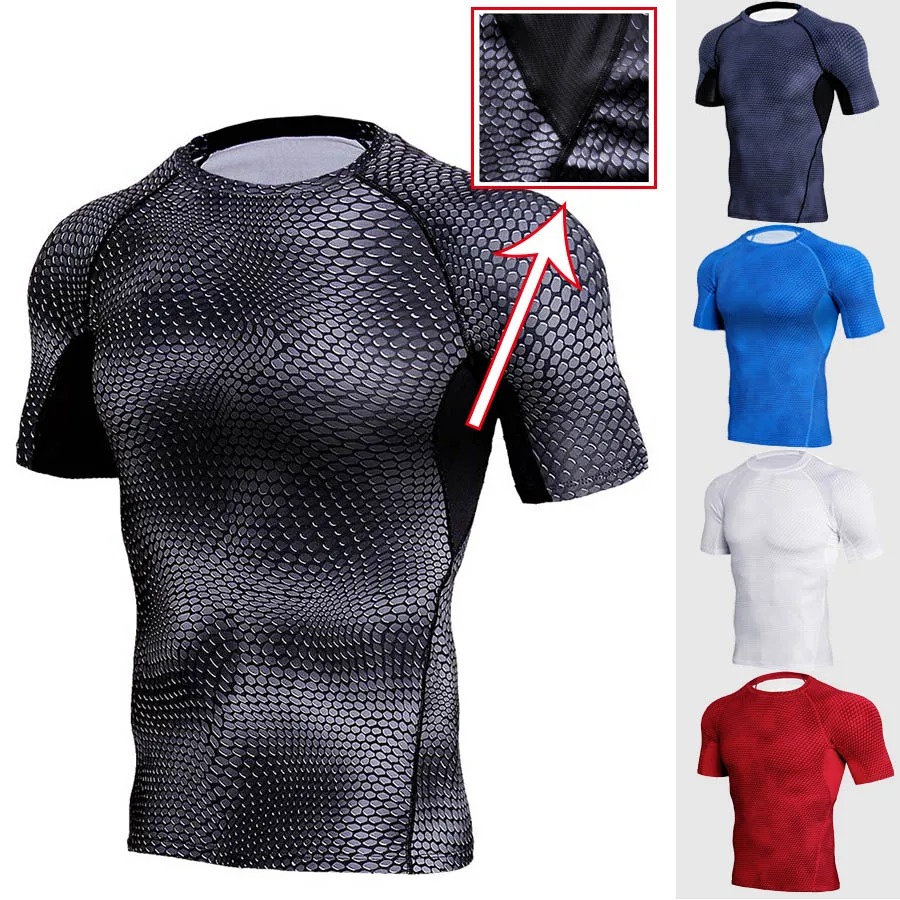 

2018 New Snake Short Sleeve Compression Shirt Men Quick Dry Jerseys Rashguard Man Gyms Clothing Fitness Tank Men's T-Shirts MMA