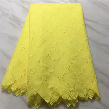 

Nice yellow wedding/party African cotton lace fabric Swiss voile textile for fashion dress ECP78(5yards/lot)