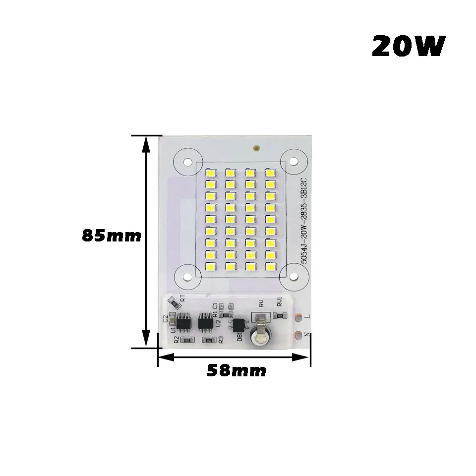 20W 2 шт прожектор источника Smart IC 220 V 10 W 20 W 30 W 50 W 100 W 150 W 200 W SMD2835 УДАРА светодиодный лампы для DIY открытый прожектор - Испускаемый цвет: 20W