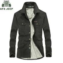 AFS JEEP, толстая хлопковая флисовая Мужская рубашка, Осень-зима, мужские рубашки с длинным рукавом размера плюс 4XL 5XL 6XL, повседневные мужские рубашки