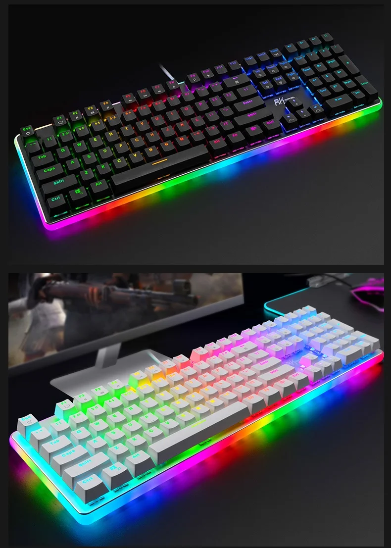 ROYAL KLUDGE RK918 USB Проводная RGB подсветка Механическая игровая клавиатура макро Программирование с различными эффектами подсветки