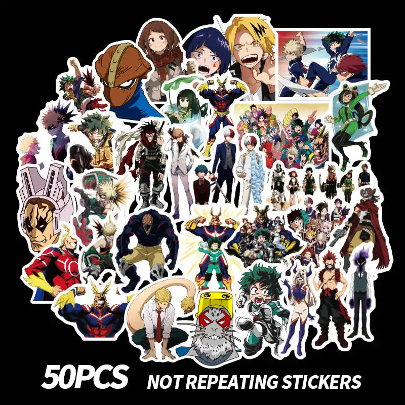 50Pcs My Hero Academia Anime Stickers Vintage Scrapbooking Stickers ForLuggage Laptop Skateboard Bicycle Backpack Phone Diary