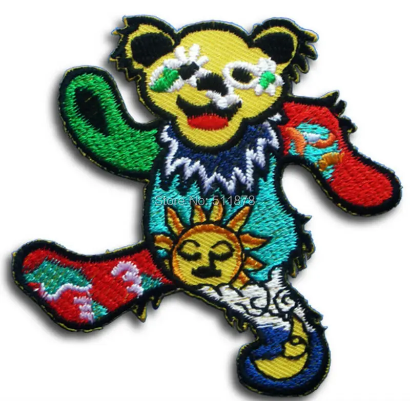 

3" GRATEFUL DEAD Music Dance Bear Patch Music Band EMBROIDERED IRON On APPLIQUE Heavy Metal Rock Punk Badge