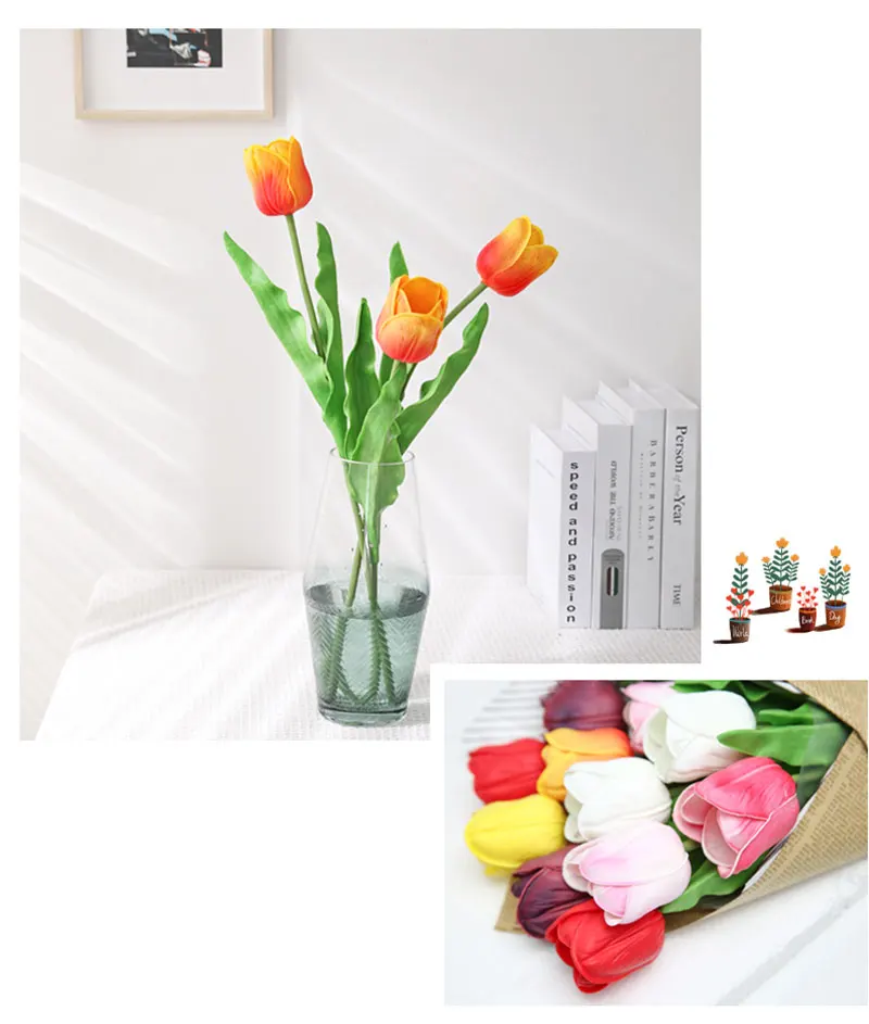 Erxiaobao, высокое качество, большие тюльпаны, искусственные цветы, розовые, фиолетовые, зеленые, красные, белые, настоящие на ощупь, ПУ цветы для дома, Свадебный декор