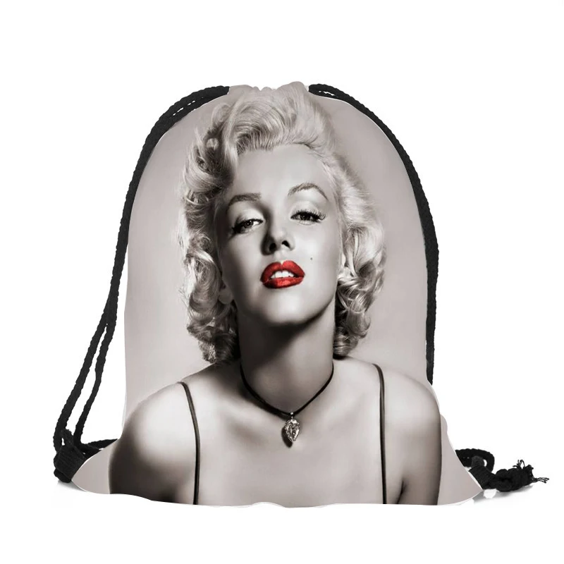 

Women Girls Casual String Backpack Monroe Printing Lady Mochila Traveling School Shoulder Bag practical Drawstring Bags Dropship