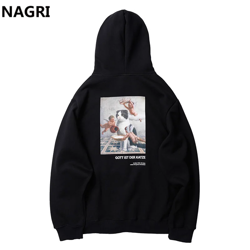 

2019 Funny Angels Cat Printed Funny Hoodies Sweatshirts Streetwear Hip Hop Harajuku Fleece Casual Pullover Unisex Rapper Hooded