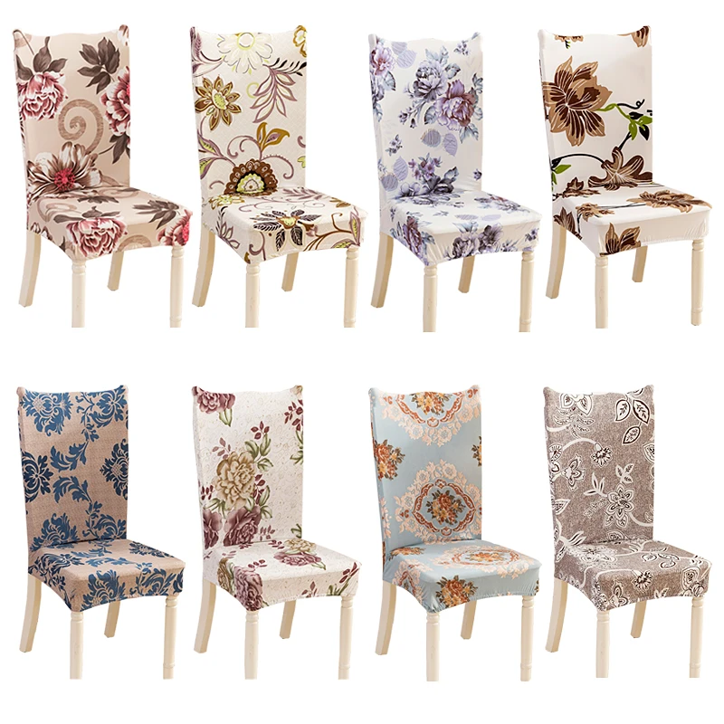 

Modern Minimalist Dining Room Stretch Chair Cover Kitchen Anti-dirty Spandex Floral Printed Slipcover Stool with Back Seat Case