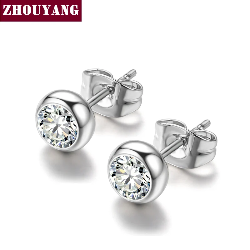 

ZYE270 Grace Clear Crystal Silver Color Stud Earrings Jewelry Made with Genuine Austrian Crystal Wholesale