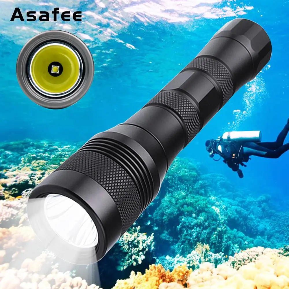 Asafee DIV01 LED Scuba Diving Flashlight XM L2 Underwater Dive Torch