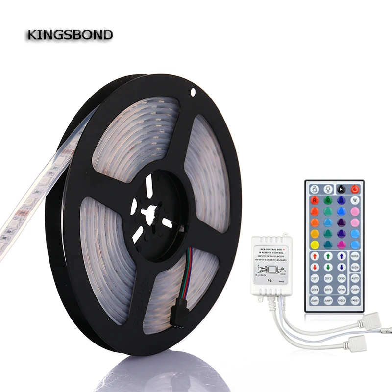 

Waterproof 5050 LED Strip Light RGB 5 Meters 300 SMD5050 (60LED/m) DC 12V + 44kyes remote controller