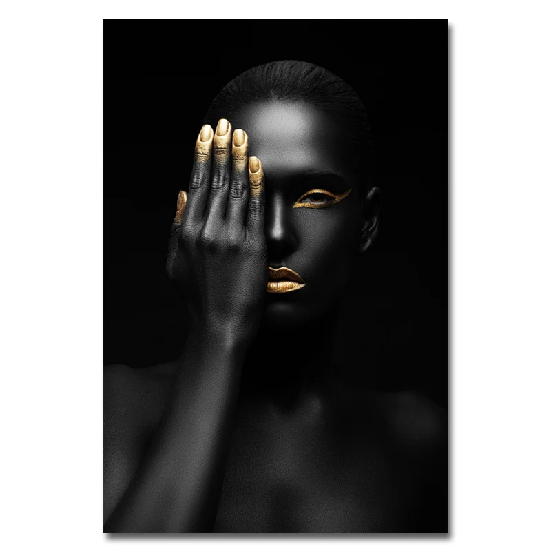 Печать на холсте, живопись, Современная черная женская модель, настенное искусство, плакат и принты, картины, украшение дома для гостиной, без рамки - Цвет: CL1038