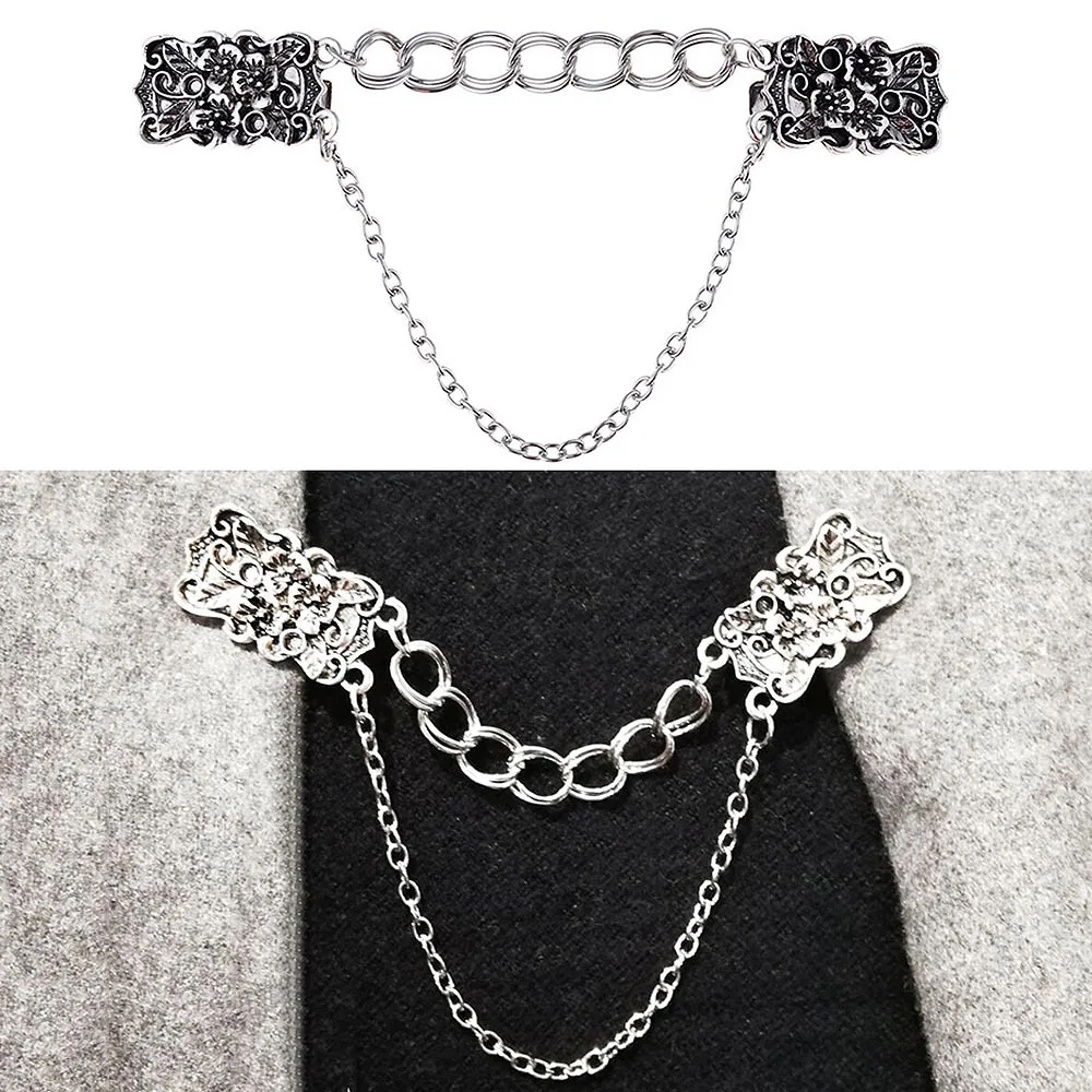 

Hot sale Women Alloy Belt Chain Cardigan Link Buckle Collar Shawl Clip Sweater Clip Cardigan Connection Buckle Collar Clip