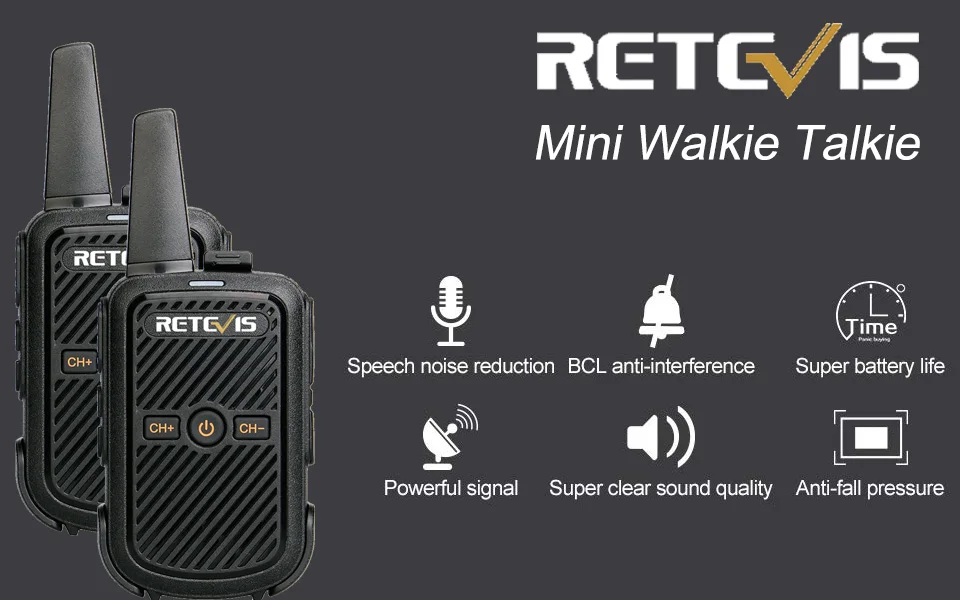 2 pces retevis rt15 mini walkie talkie