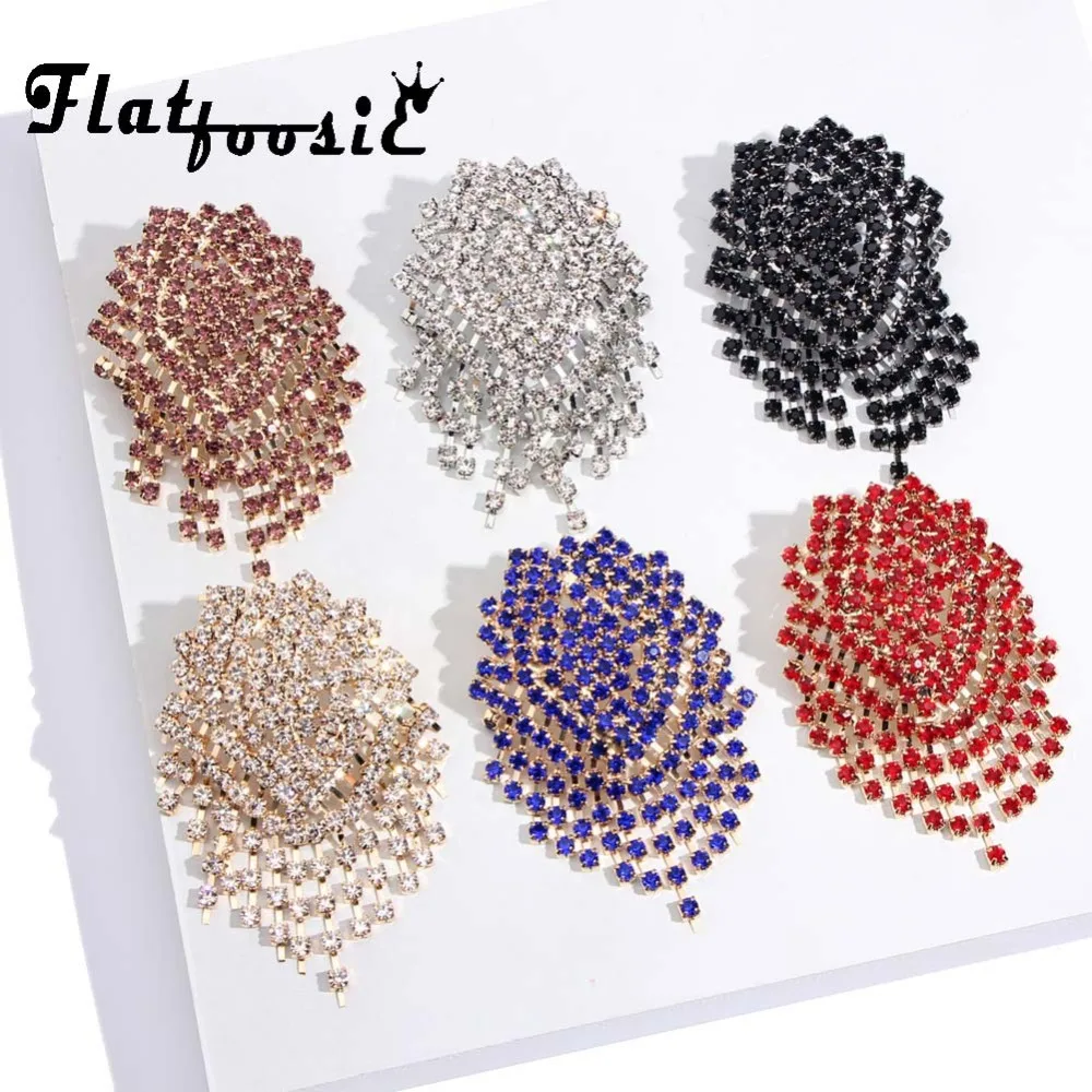 Flatfoosie ZA 9 Цвет серьги мода большой цветок женский панк Свадебные вечерние заявление кристалл серьги для Для женщин ювелирные изделия