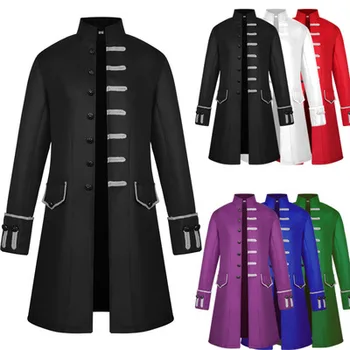 

new Medieval Retro Men Dust Coat Middle Style Steam Punk Cosplay Costumes Palace Dress Europe America Stand Standing collar coat