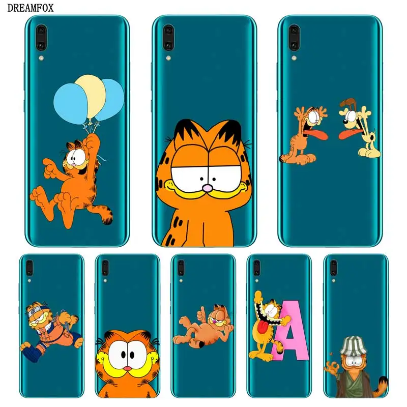 N326 Garfield Soft TPU Silicone Cover For Huawei Y5 Y6 Y7 Y9 Prime Pro 2017 2018 2019 Case |