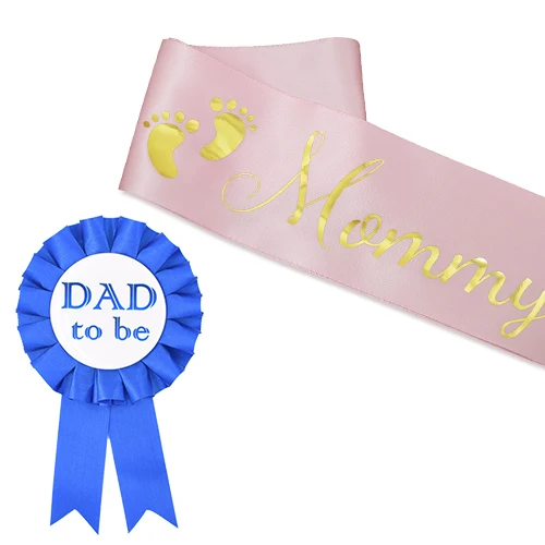 Mommy To Be Sash Dad To Be Badges KIT Baby Shower Sash Gender Reveal