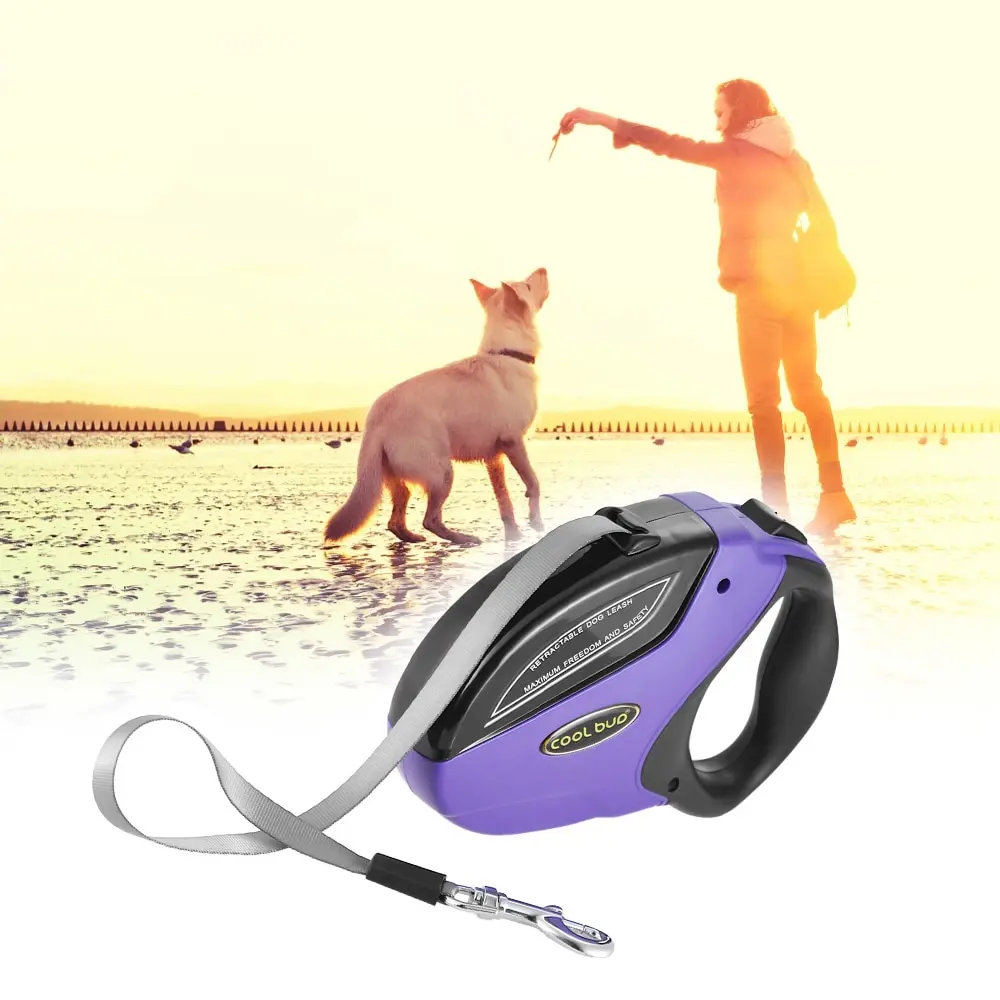 

4color 5m Dog Leash Retractable Dog Walking Leash with Break&Lock Button Nylon Ribbon for Small/Medium/Large Dogs up to 110lbs