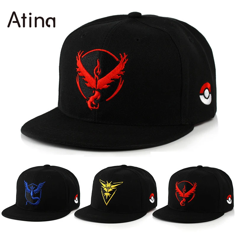 

Pokemon Go Embroidery Cap Pikachu Team Valor Mystic Hat Adjustable Cotton Snapback Hats Bone Snap Trucker Cartoon Caps Wholesale