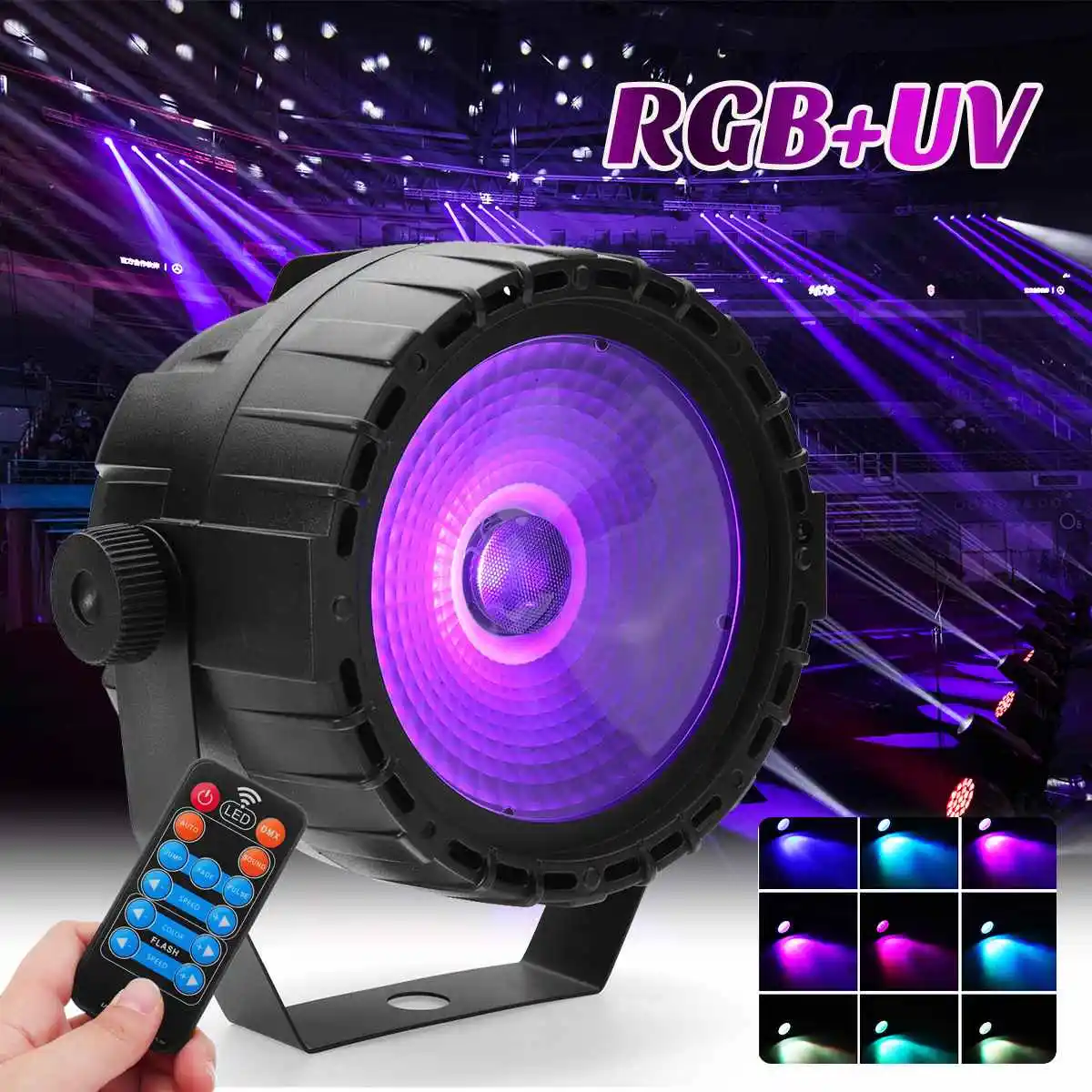 

Remote Control 30W LED Stage Light RGB + UV Self-propelled/Voice Control/DMX512 For DJ Bar Party Bar Church 90-240V US/Eu Plug