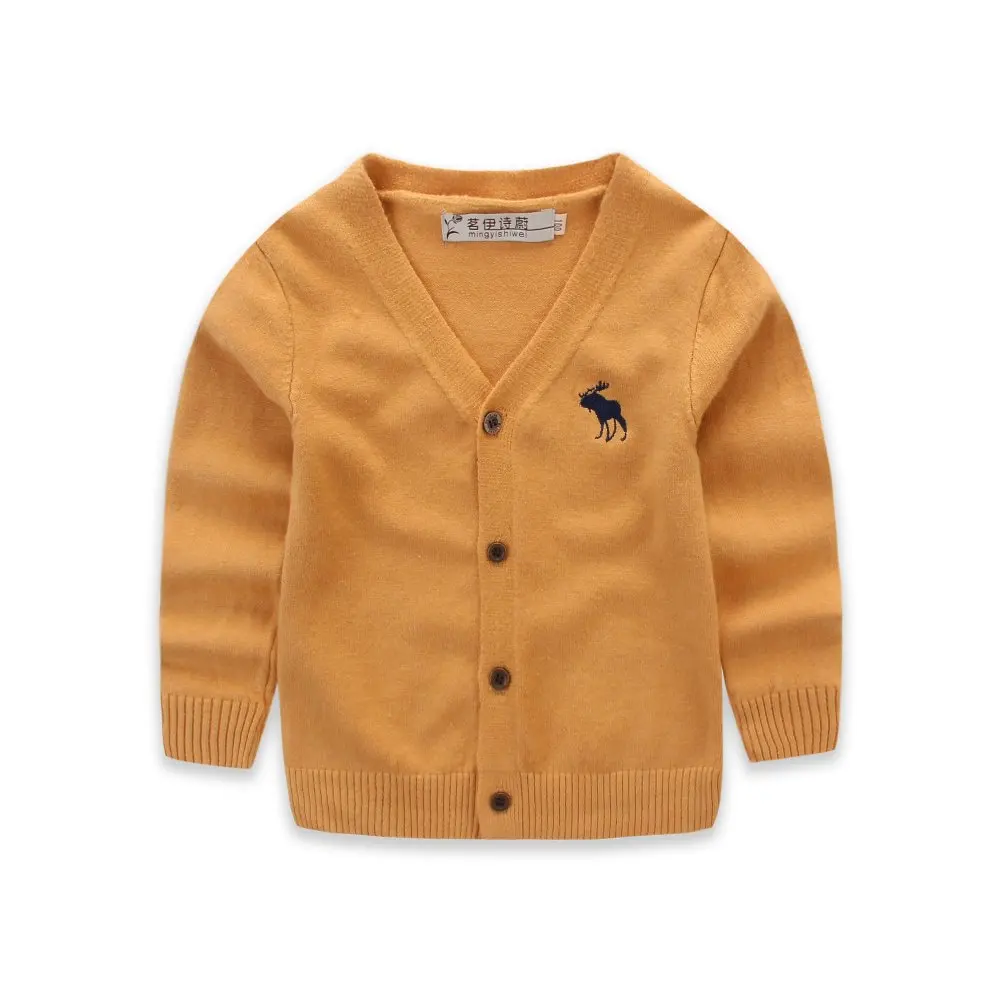 Модный детский вязаный кардиган на весну и лето, хлопковое пальто для малышей, Детский свитер для мальчиков и девочек - Цвет: orange