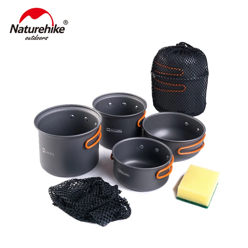 Preise Naturhike Neue Ultraleicht Outdoor Camping Kochgeschirr Utensilien Vier Kombination Kochgeschirr Geschirr Für Picknick Bowl Pot Pan Set