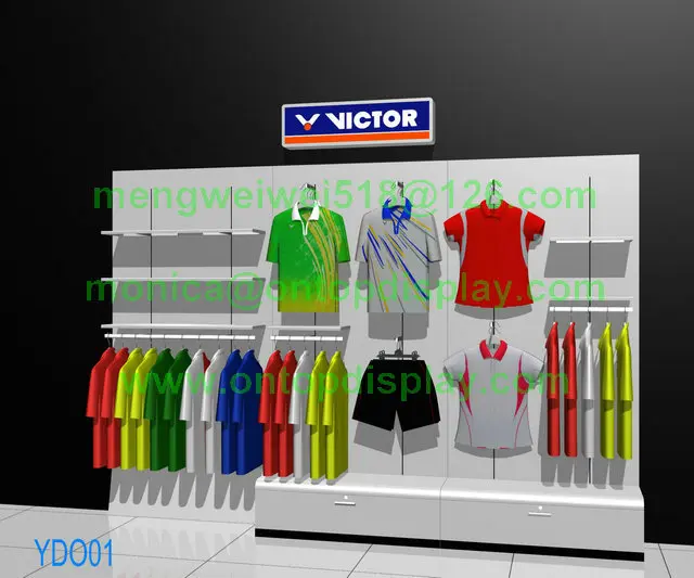 active sport clothing garment display display wall mounted