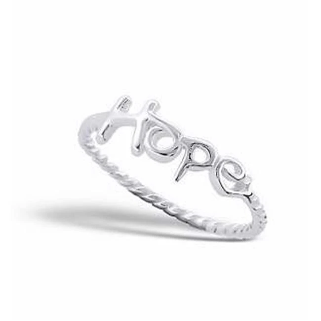 Solid Rock Jewelry 84242 Ring-Hope Lettering Plain-Style 925-Sterling Silver Size 6