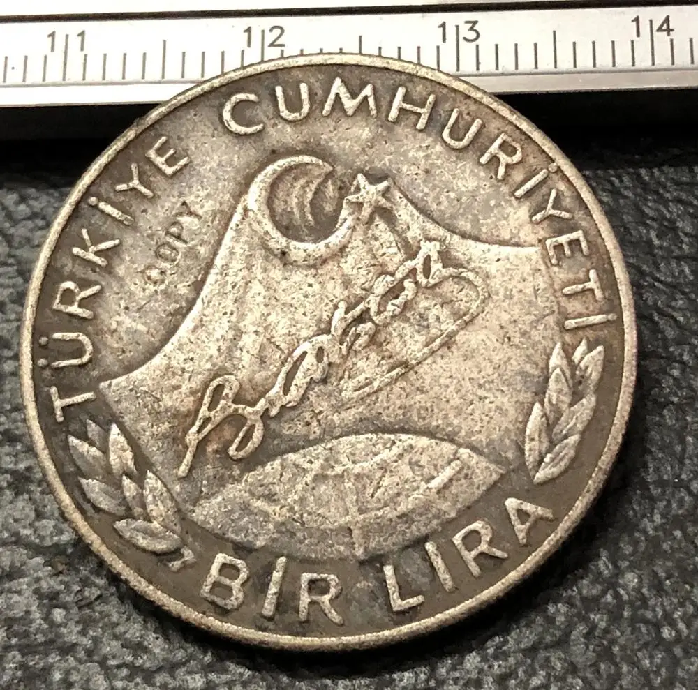 

1981 Turkey 1 Lira silver plated exact Copy Coin