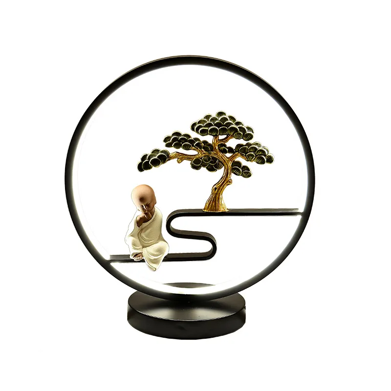 New Chinese Table Lamp Round Bedroom Bedside Lamp Zenstyle Led