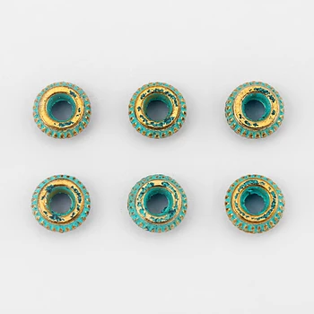 

50pcs Fashion Jewelry Green Verdigris Patina Round Slider Beads Spacer For 3mm Round Leather Cord Jewelry Findings Accessories