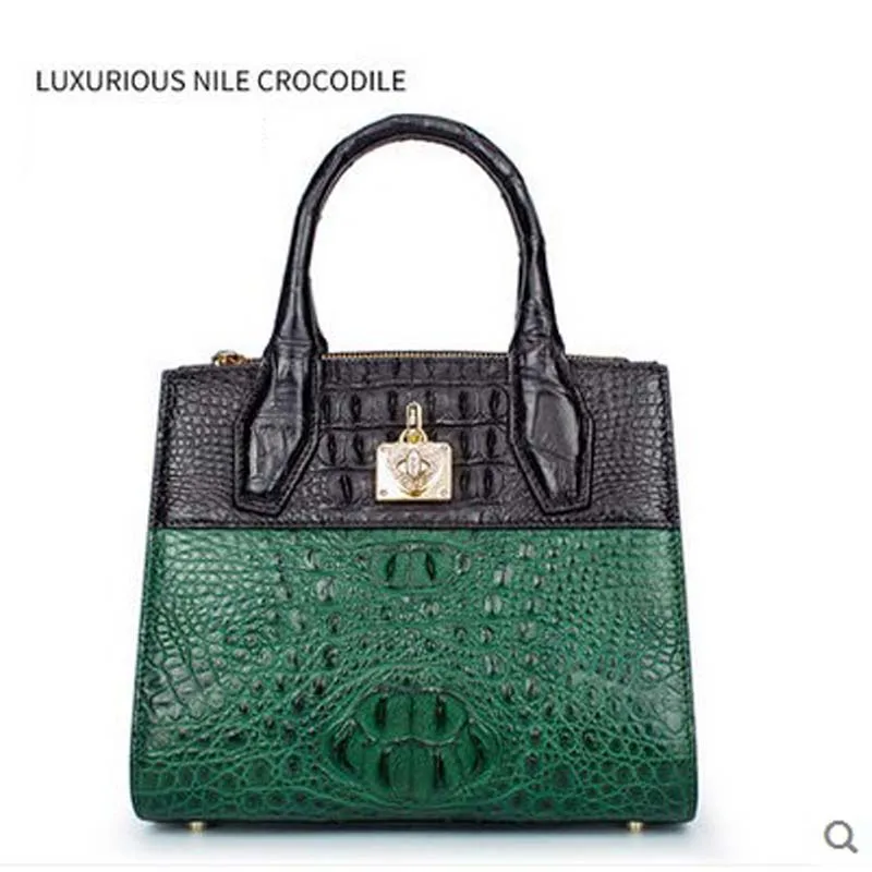 

2018 gete new crocodile women handbag Thai leather crocodile bag female European and American contracted color killer bag