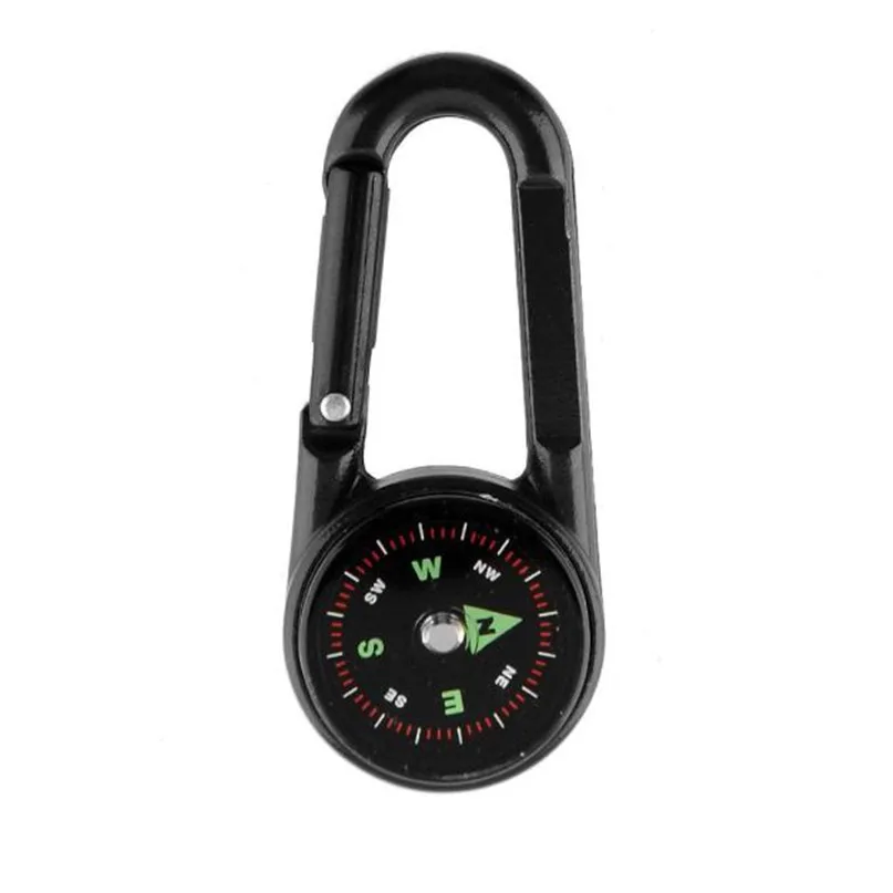 Outdoor Camping Compass Hiking Mini Carabiner Keychain Compass Thermometer Carabiner 3 in 1 #2o31 (2)