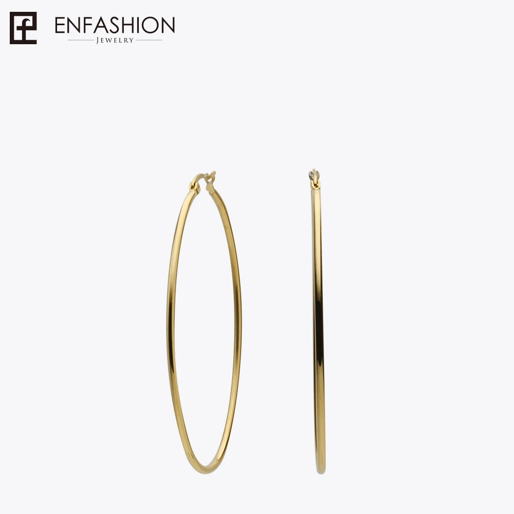 Enfashion, большие серьги-кольца, золотой цвет, тонкая линия, серьги из нержавеющей стали, круглые серьги для женщин, ювелирное изделие