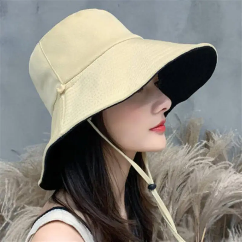 Beige Black Модные унисекс Летние Повседневные шапки для женщин, двухсторонняя шапка, одноцветные большие шапки, мужские солнцезащитные шляпы, складная шапка для мужчин - Цвет: Beige Black