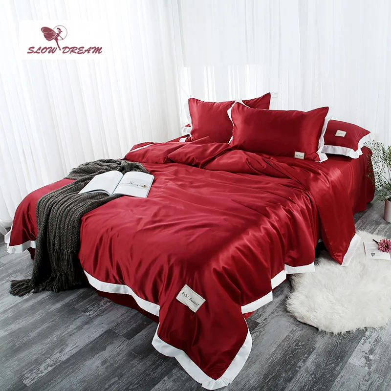 

SLOWDREAM Bedding Set Luxury Double Linens Euro Flat Sheets Bedspread Duvet Cover Comforter Adult Queen King Size Bed Linen Set