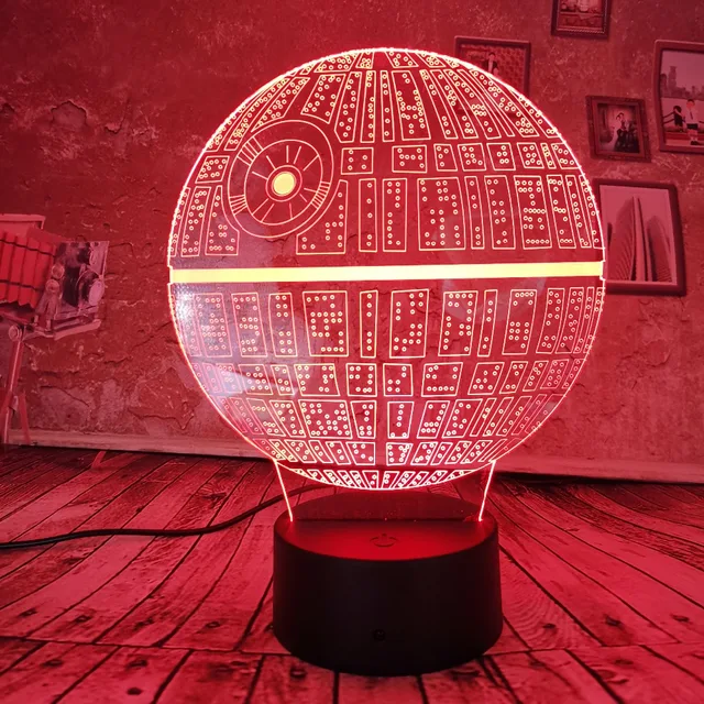 Lámpara de Estrella de la muerte de La Guerra de Las Galaxias de luz nocturna 3D para niños, lámpara de escritorio USB táctil, lámpara de mesa con degradado de 7 colores, envío directo - Imagen 3