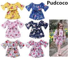 Одежда для маленьких девочек; комбинезон с короткими рукавами и цветочным принтом для новорожденных девочек; комбинезон; одежда из хлопка; 7 цветов